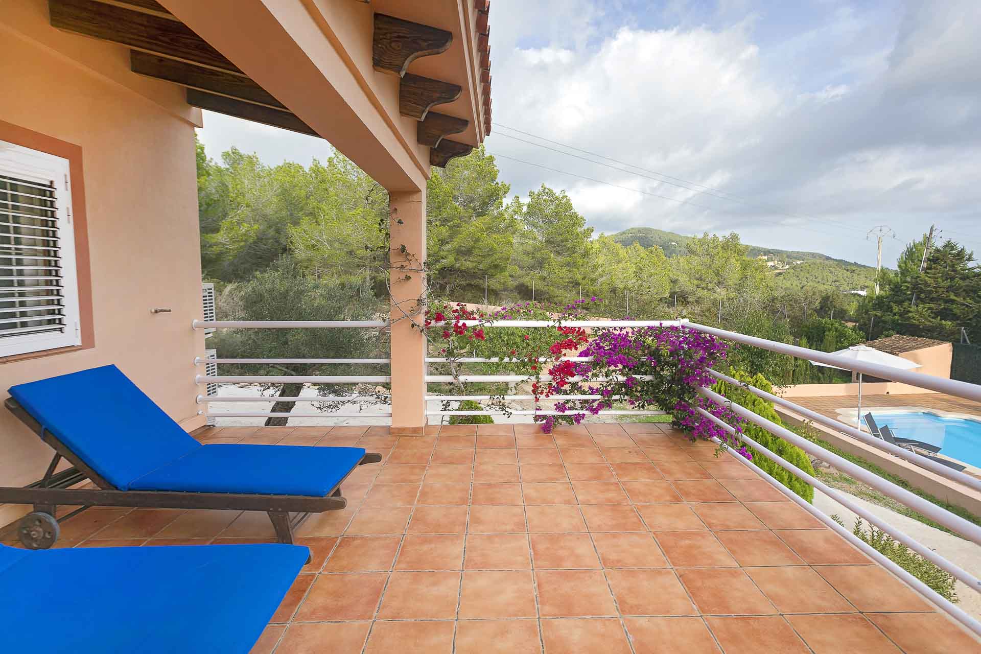 Terrace with sun loungers villa rental ibiza